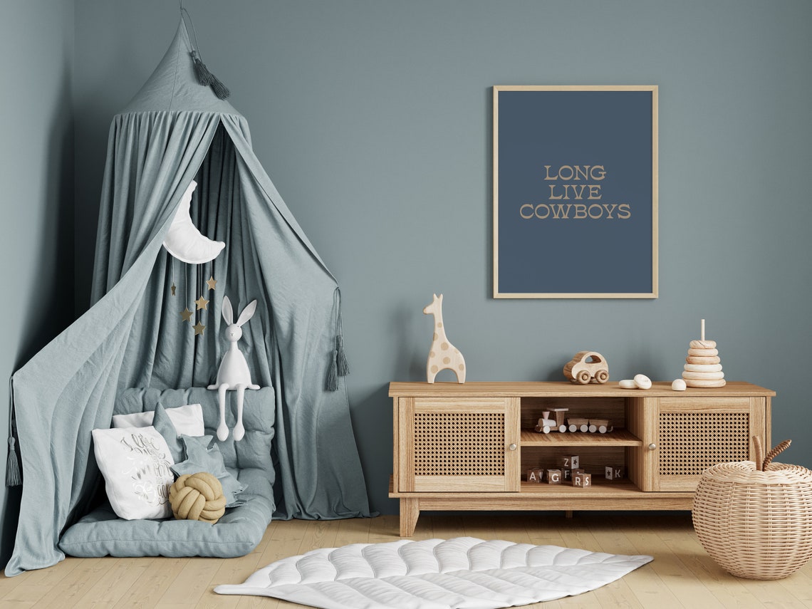 Long Live Cowboys Navy Typography Nursery Western Decor Poster - Image 2
