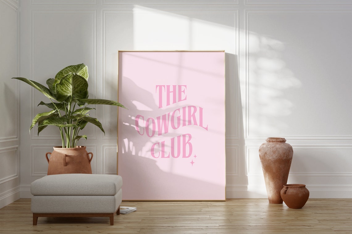 The Cowgirl Club Blush Pink Western Typography Trendy Wall Poster - Image 2