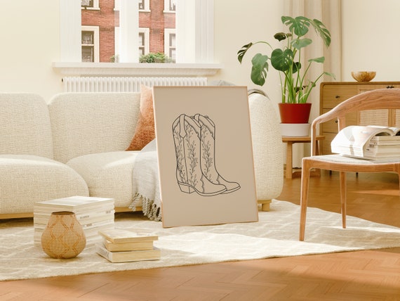 Cowboy Boots Print Western Art Print Cowboy Art Print Cowgirl Boots Print Trendy Wall Art Retro Western Wall Art Wall Art