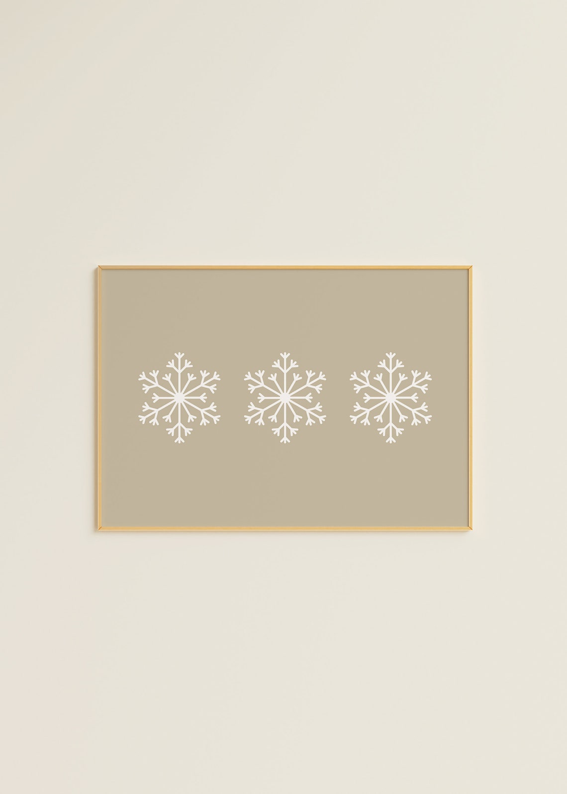 Beige Christmas Snowflakes Poster Minimalist White Winter Art Design - Image 2