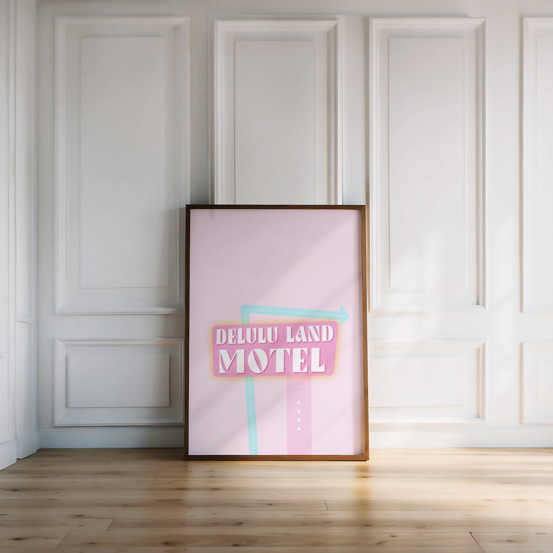 Delulu Land Motel Retro Neon Sign Pink Preppy Wall Decor Poster
