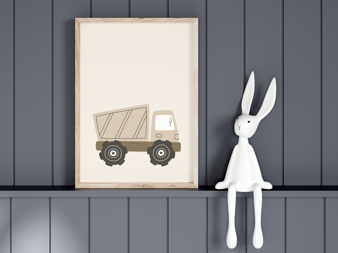 Construction Vehicle Print, Neutral Nursery Art Print - Image 2