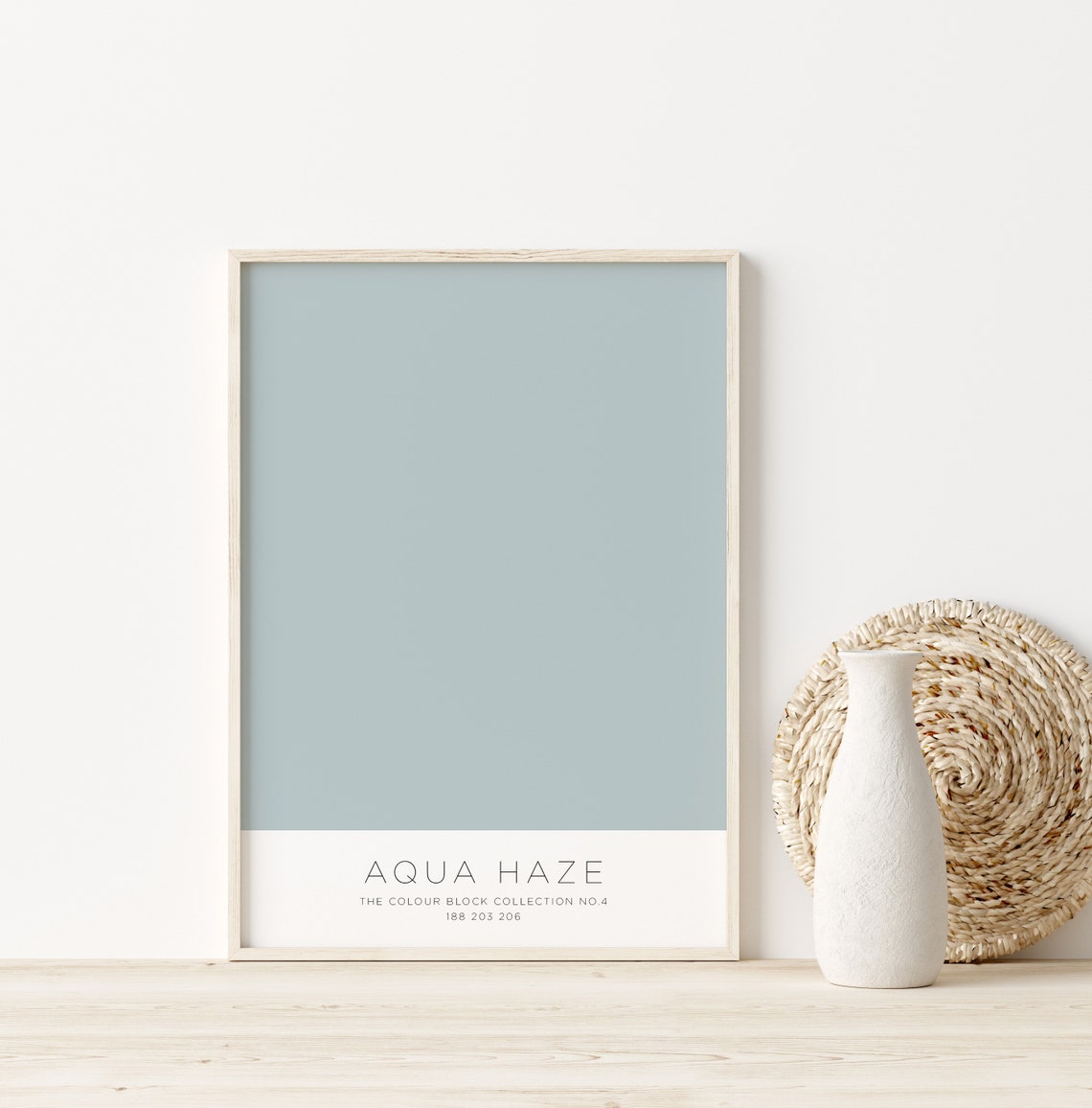 Aqua Haze Solid Colour Block Minimalist Blue Modern Print Decor - Image 3