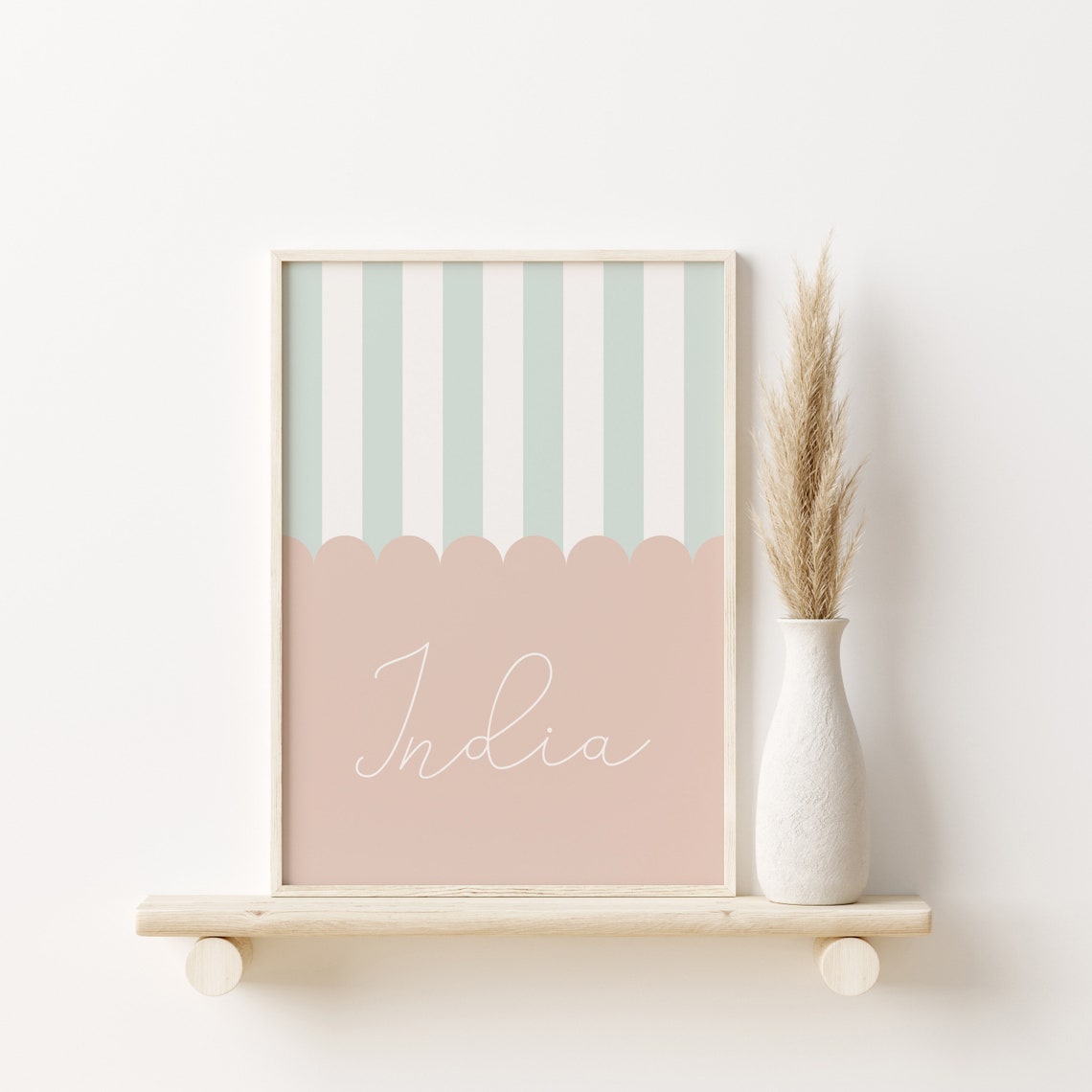 Personalized Name Design Scallop Stripe Custom Baby Nursery Poster - Image 4
