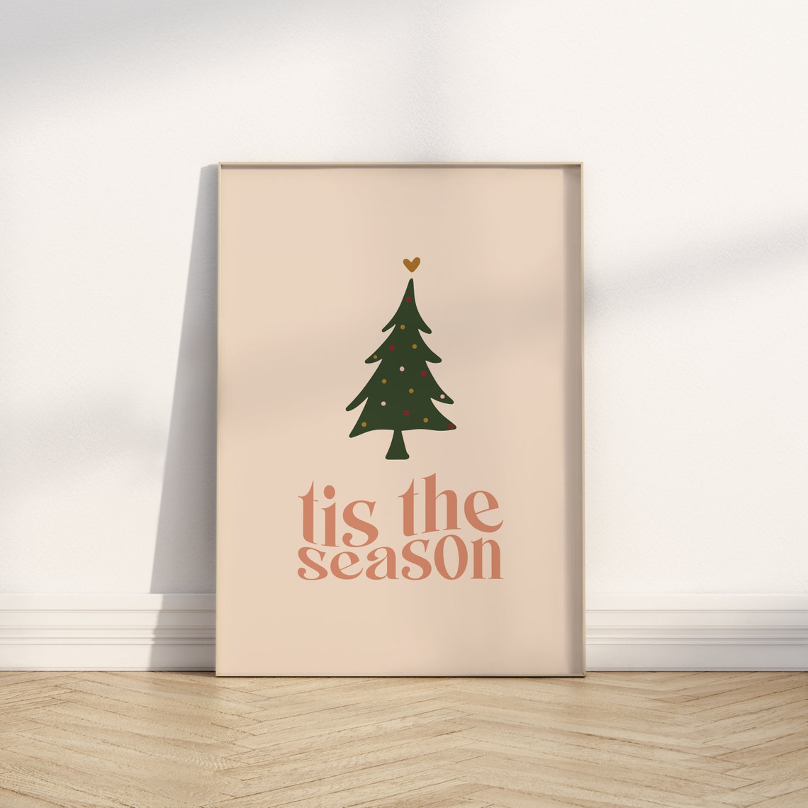 Tis The Season Christmas Tree Retro Typography Holiday Poster - Image 4