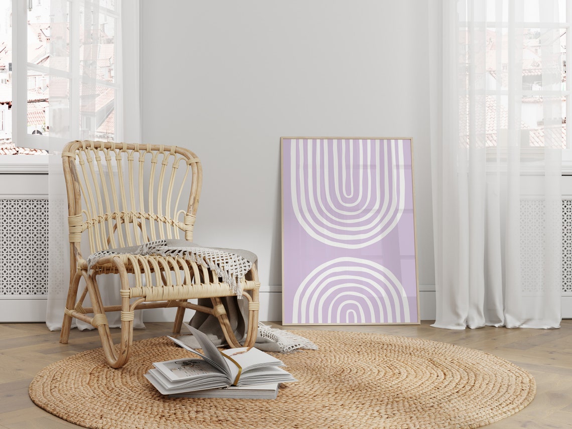 Lilac White Boho Rainbow Arches Minimalist Nursery Decor Poster