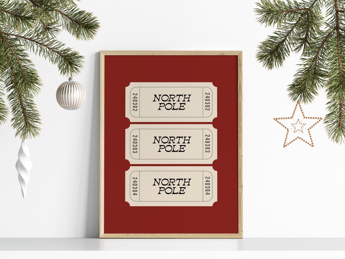 North Pole Tickets Vintage Christmas Poster For Festive Homes