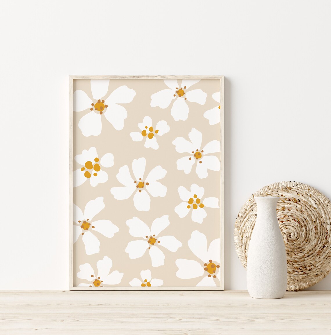 Neutral Flower Print, Beige Boho Floral Art Print - Image 6