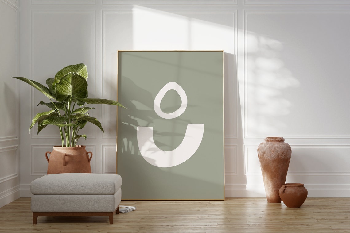 Abstract Minimalist Sage Green Beige Geometric Modern Art Poster - Image 4