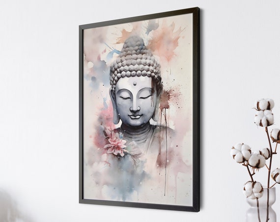 Buddhist Wall Art Buddha Statue Watercolor Art Buddha Wall Art Buddha Wall Decor For Living Room Art Buddhist Art Watercolor Print Spiritual