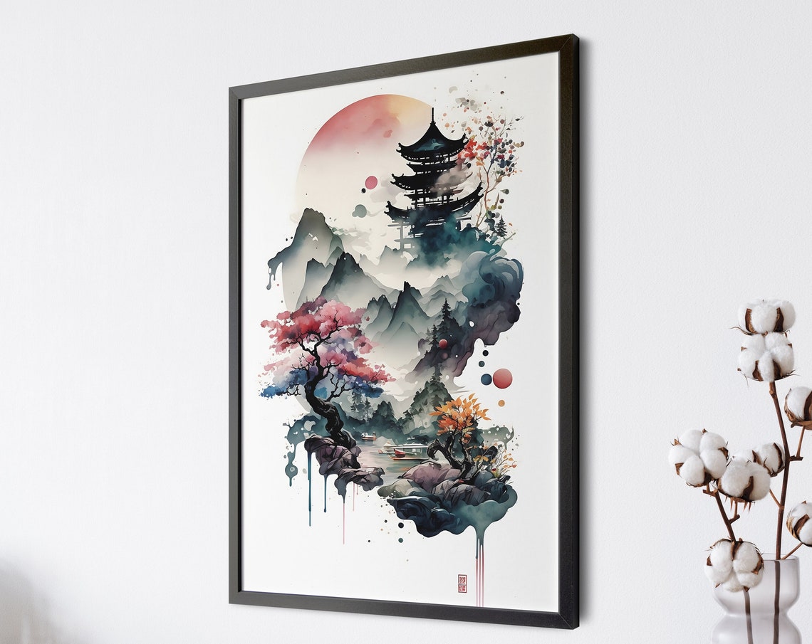 Japanese Landscape Asian Art Japanese Wall Art For Living Rooms Asian Wall Art Japanese Living Room Art Modern Japanese Art Print