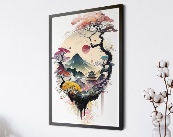 Oriental Wall Art Japanese Wall Decor Oriental Print Japanese Hallway Art Japan Wall Art Modern Japanese Art Landscape Wall Art Zen Wall Art