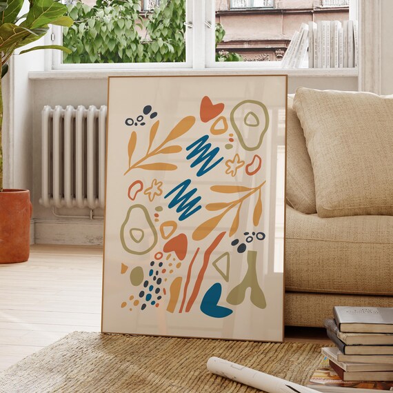 Abstract Neutral Wall Art Poster Simple Bedroom Decor Scandinavian Style Print Colorful Modern