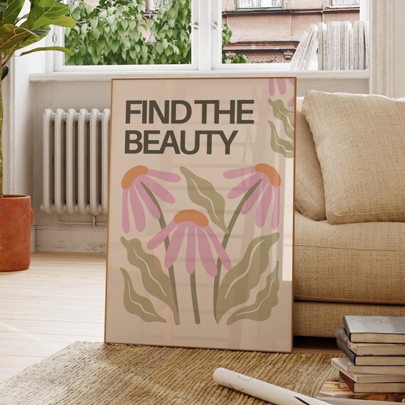 Find The Beauty Wall Art Flower Decor Colorful Poster Modern Kitchen Bedroom Botanical Print