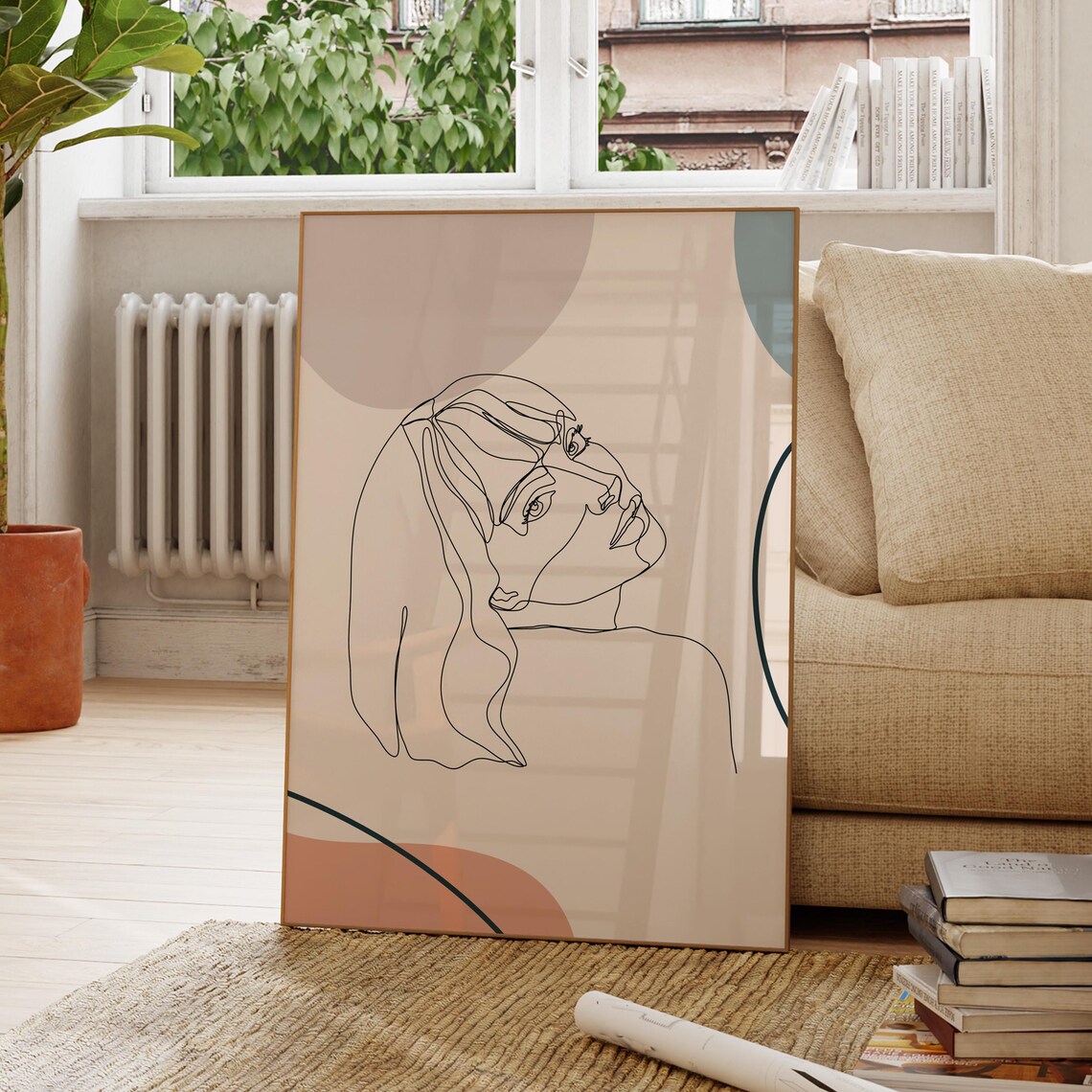 Face Outline Minimal Wall Art, Scandinavian Style