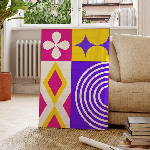 Geometric Rolled Poster Vibrant Wall Art Prints Abstract Home Decor Modern Room Minimalist Artwork Dorm