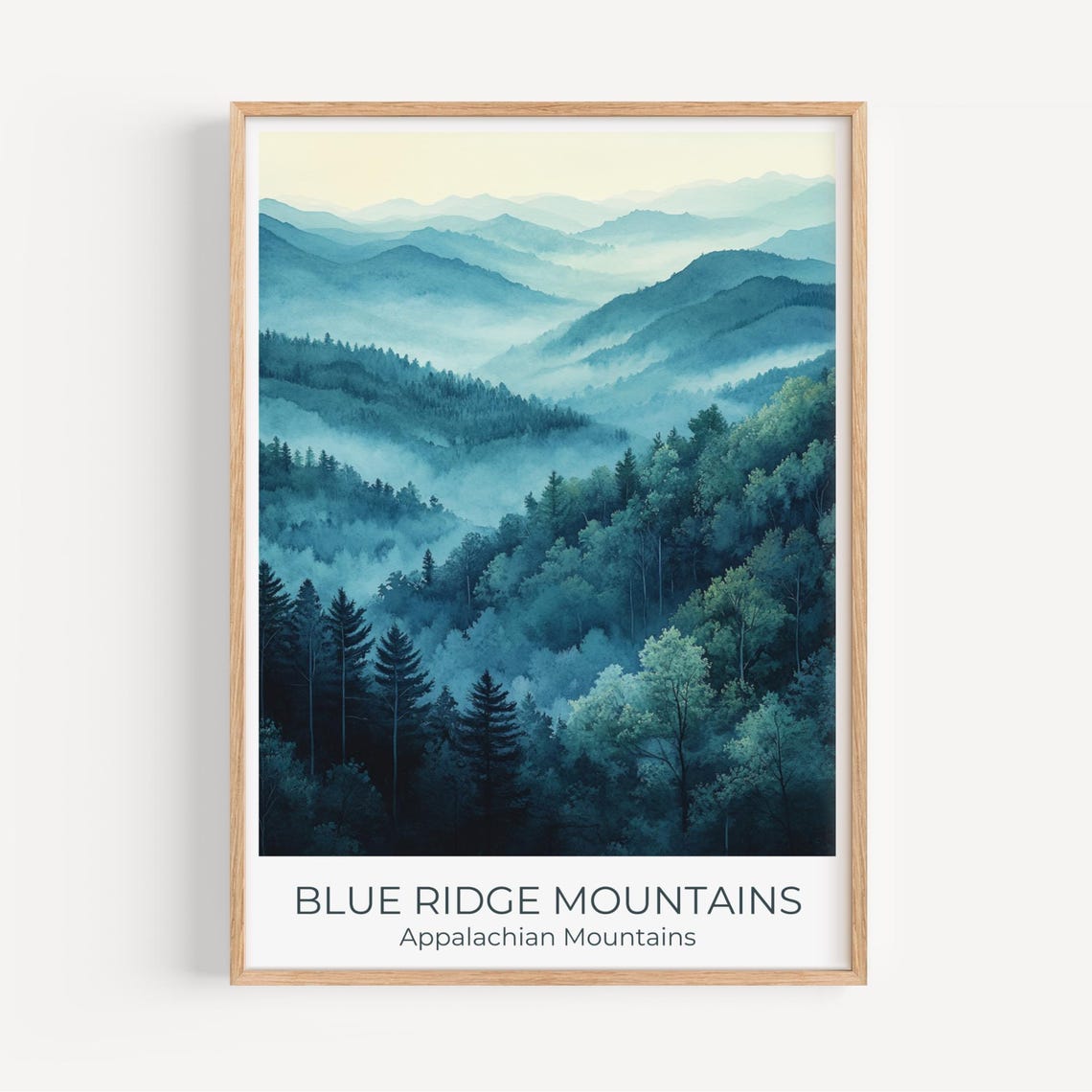 Blue Ridge Mountains Appalachian Watercolor Nature Wall Poster