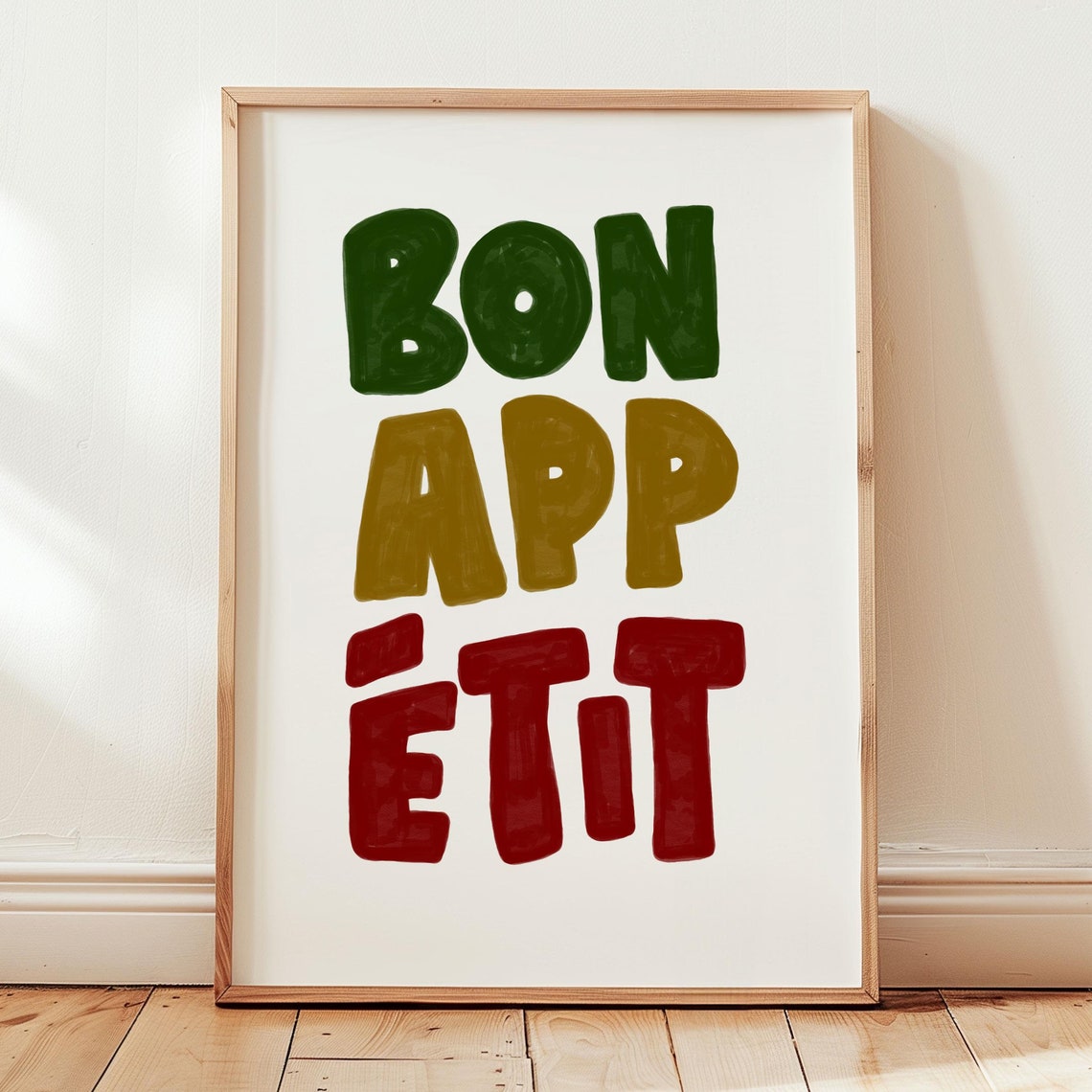 Bon Appetit French Kitchen Poster Playful Typography Holiday Host Art