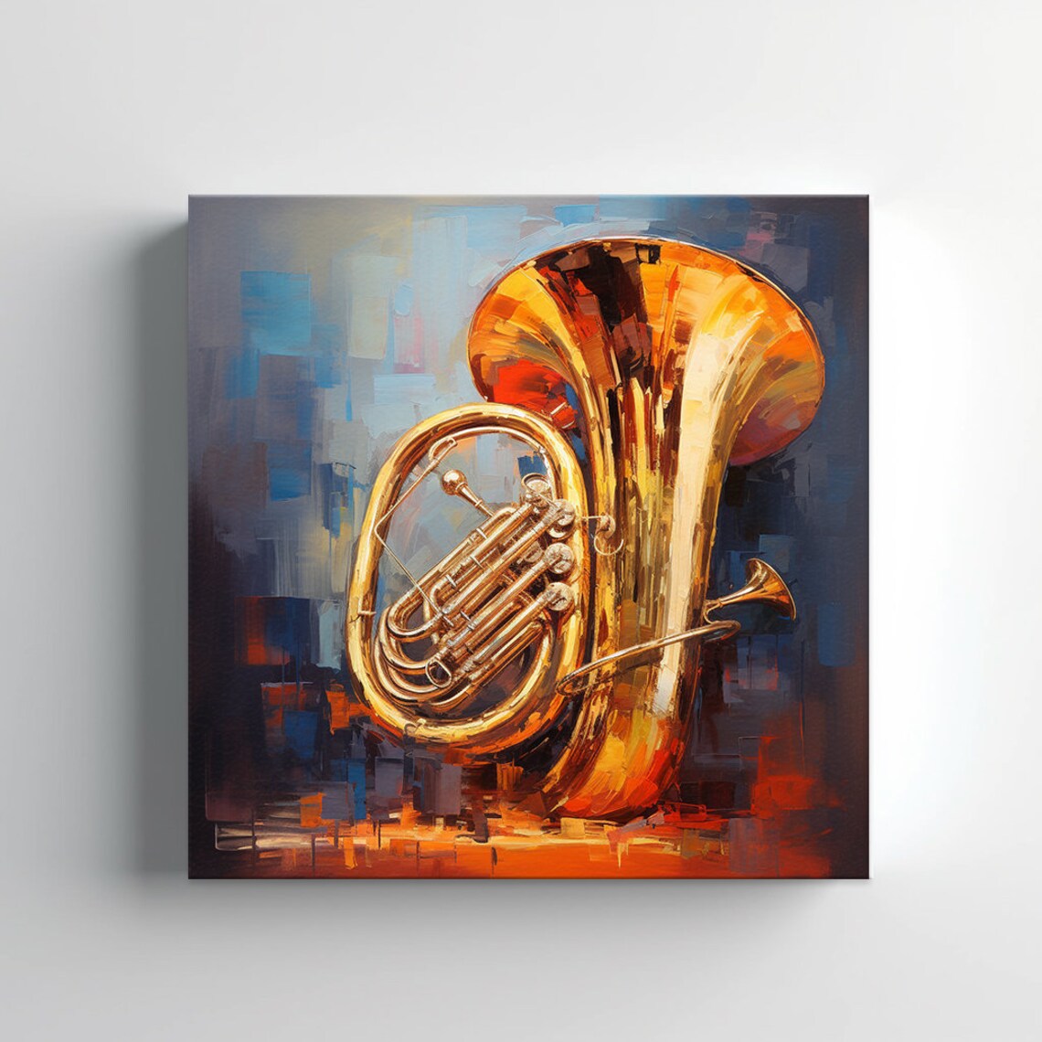 Golden Tuba Brass Instrument Oil Painting Music Room Wall Art Poster - Image 3