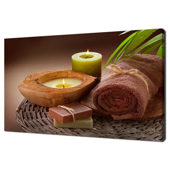 Relaxing Spa Candles Towel Soap Bathroom Zen Decor Wall Print
