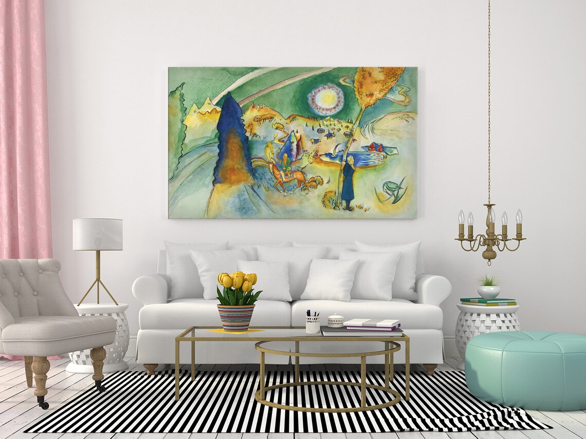 Wassily Kandinsky Dreamy Watercolor Landscape Rider Moon 1916 Art Print - Image 2