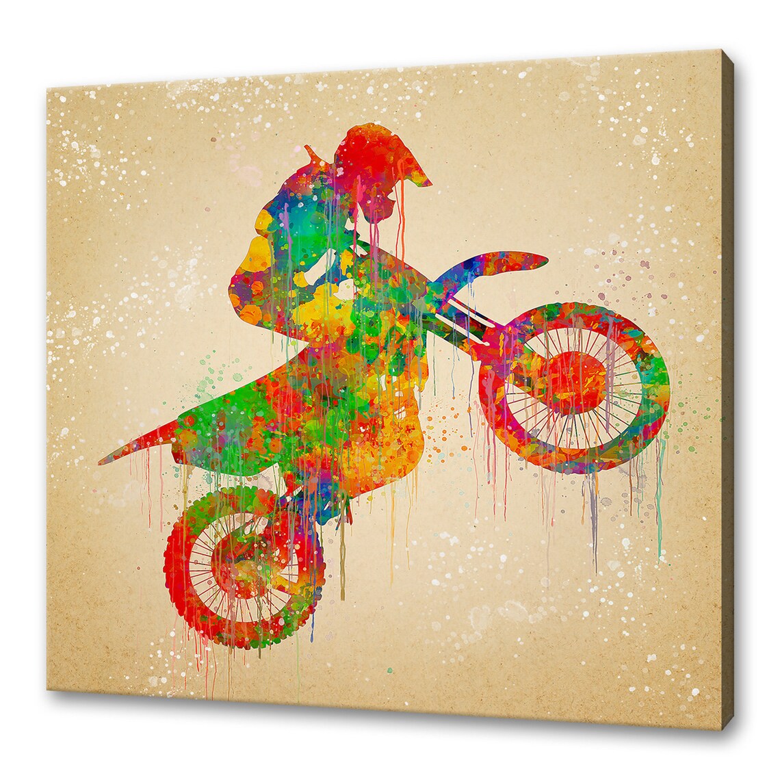 Motorcycle Rider Stunt, Watercolor Modern Art Print