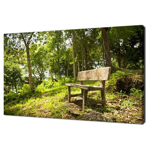 An Empty Bench In A Fantasy Forest Modern Landscape Design Home Decor Print Wall Art Picture Wall Hanging