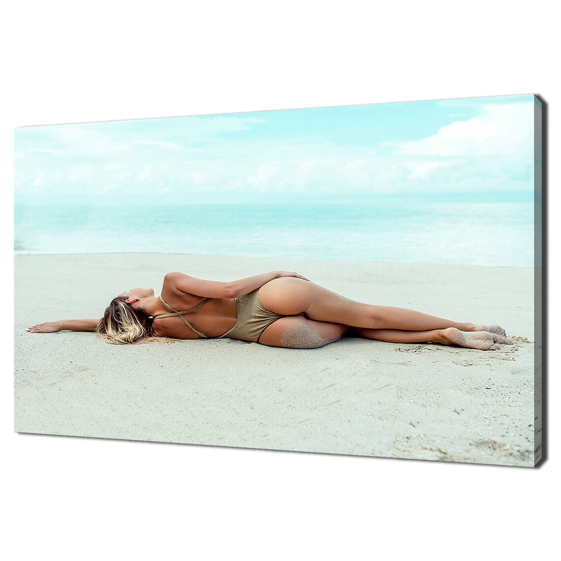 Woman Sunbathing On Tropical Beach Turquoise Ocean Photo Wall Art
