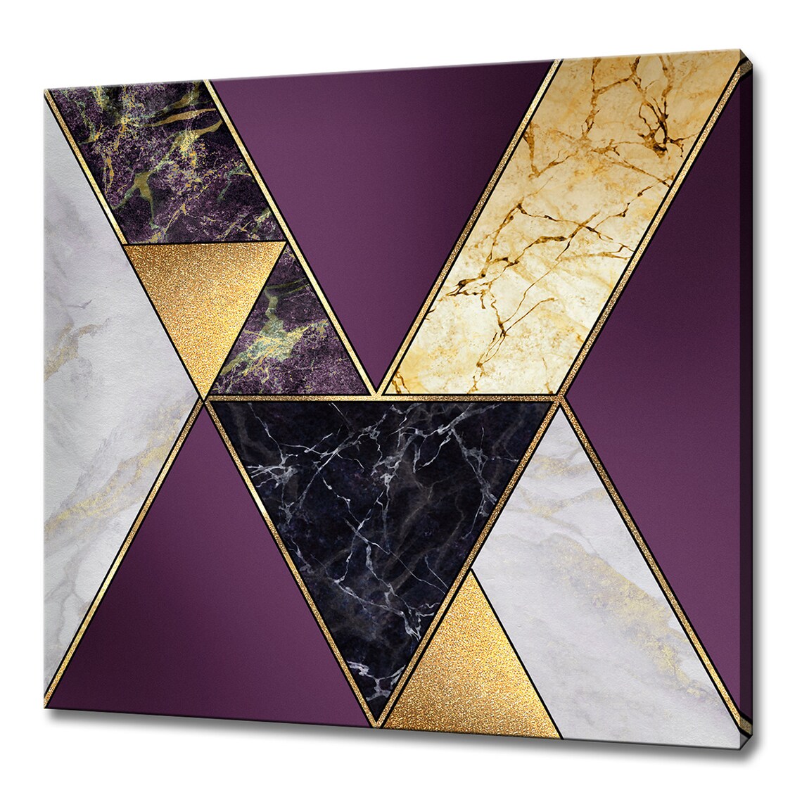 Purple Gold Marble Geometric Minimalist Art Print