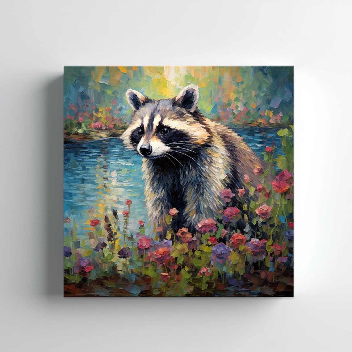 Cute Raccoon Animal Print Gift For Raccoon Lover Colourful Raccoon Portrait Painting Print Raccoon Pet Wall Art - Image 4