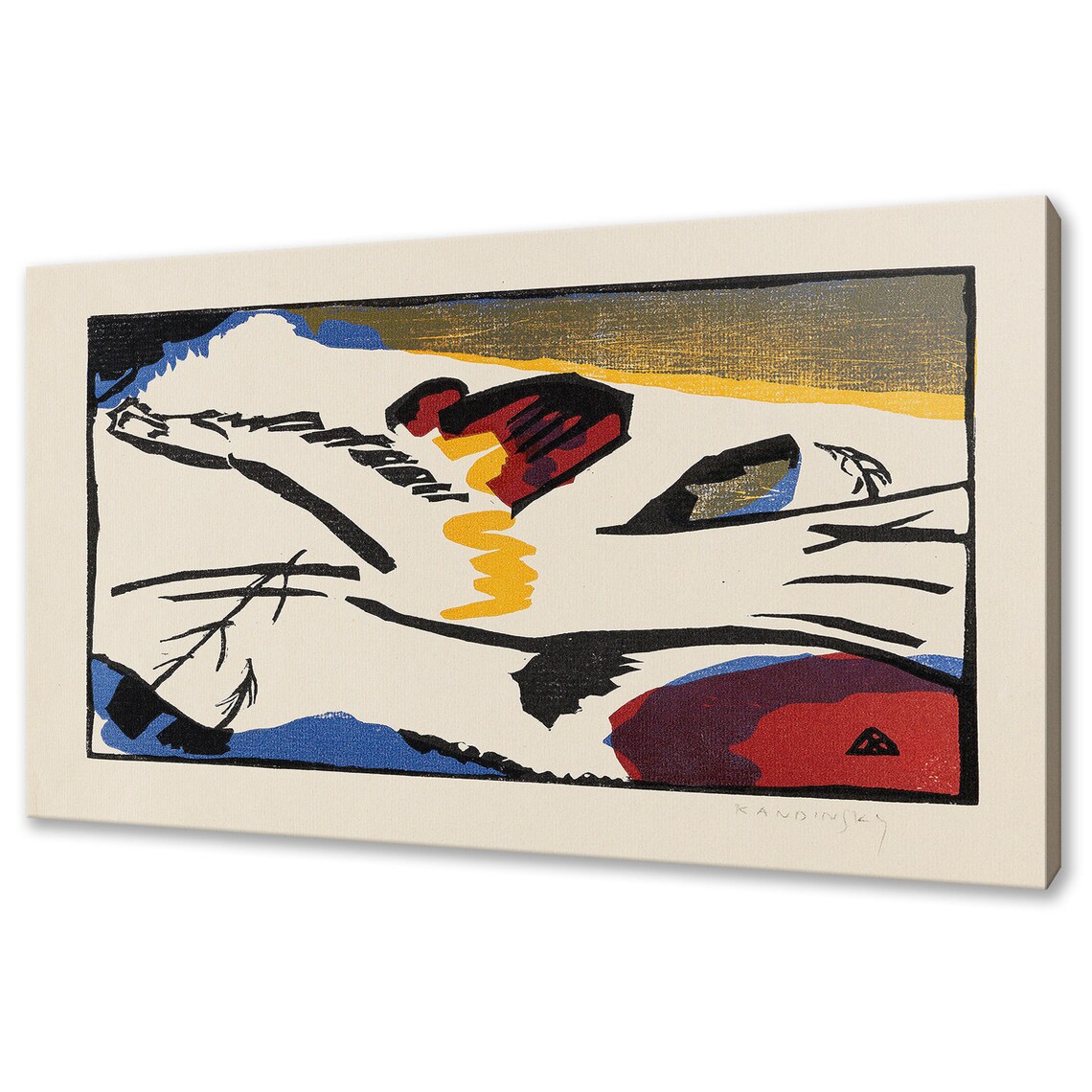 Kandinsky Lyrical Rider On Horse 1911 Woodcut Folk Style Art Poster