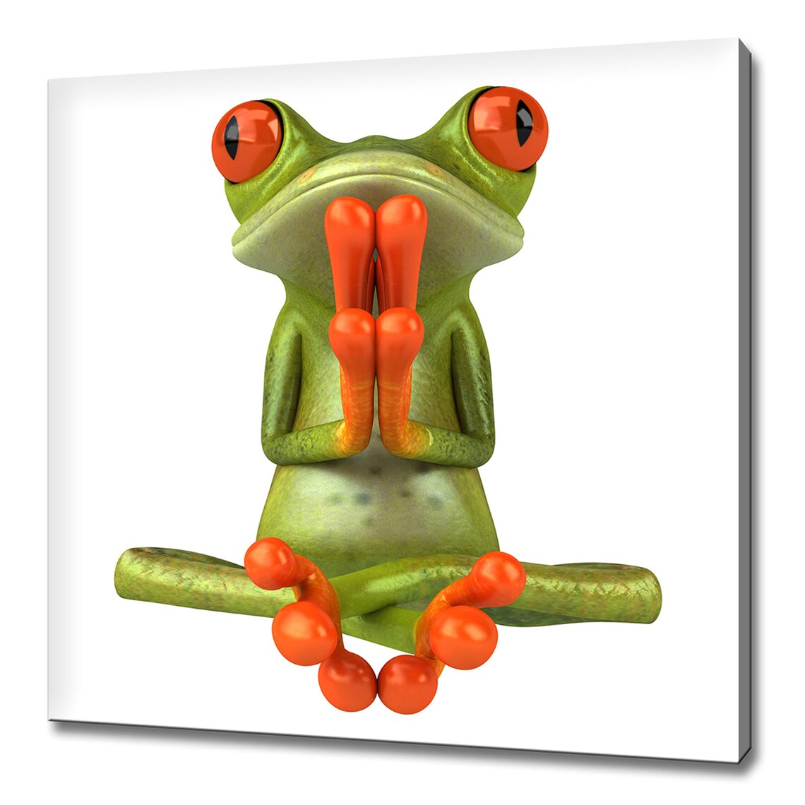 Zen Frog Yoga Meditation Pose Funny Green Tree Frog Cute Animal Poster
