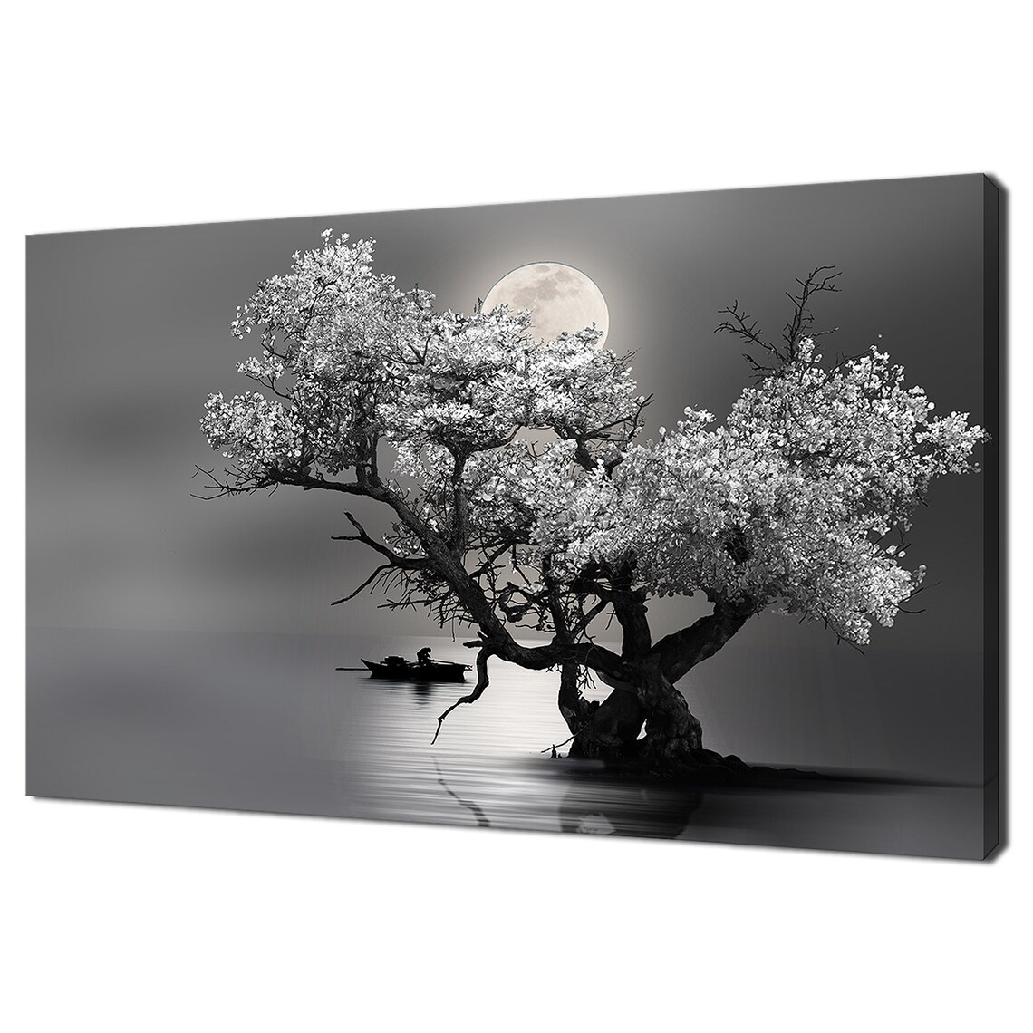 Sailing Under The Moonlight Blossom Tree Art Print