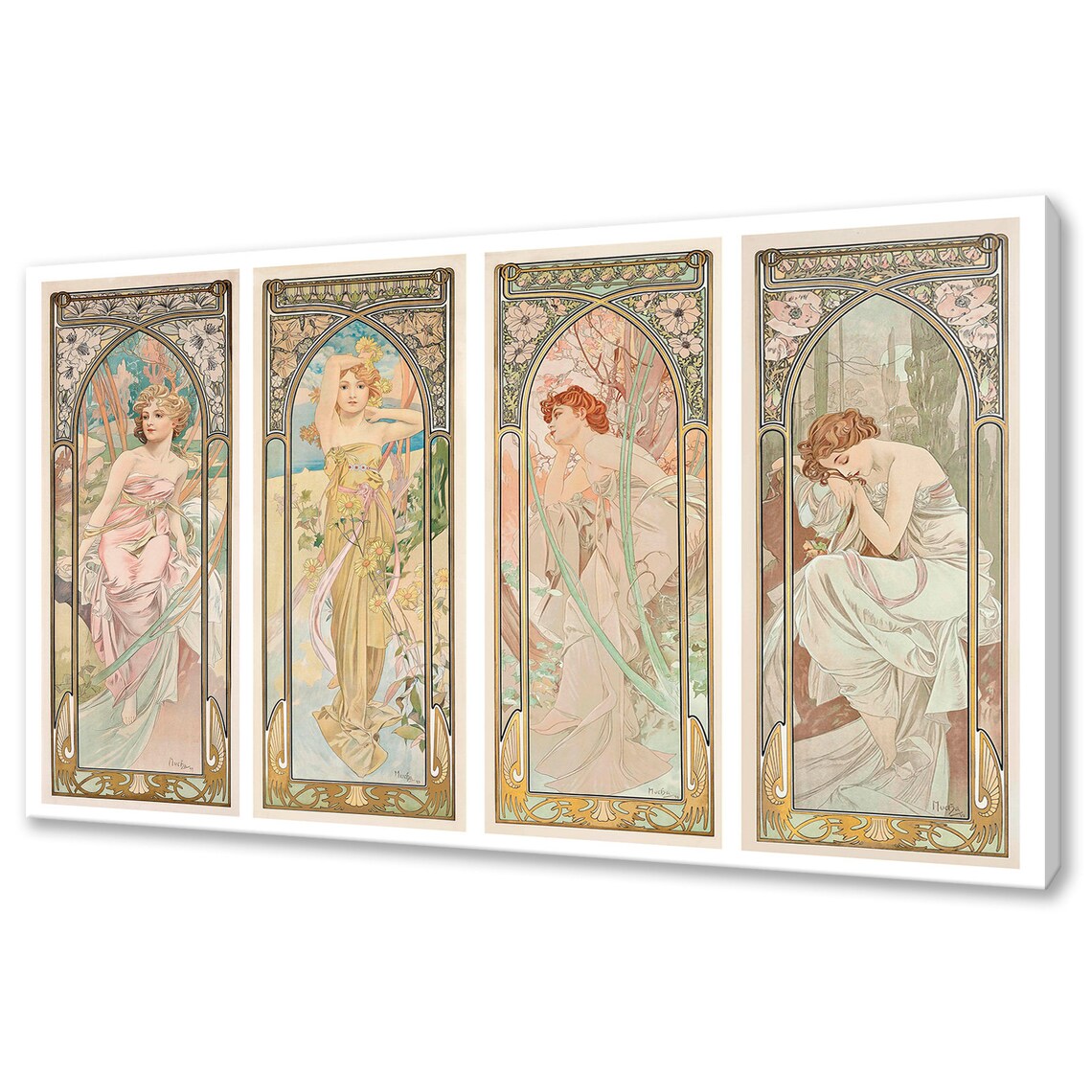 Mucha-Inspired The Times Of The Day Art Print