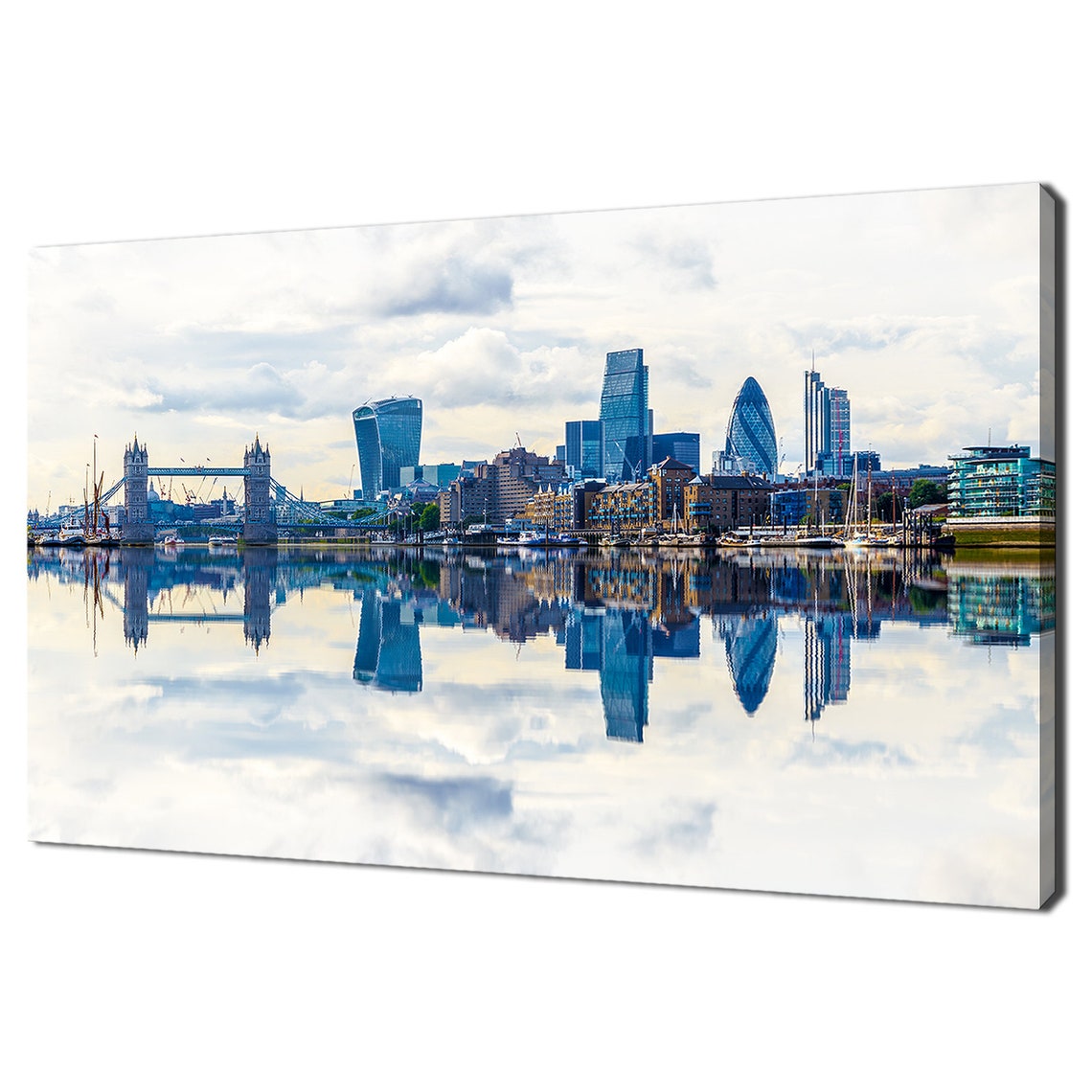 London Cityscape Tower Bridge Thames Reflection Skyline Travel Poster