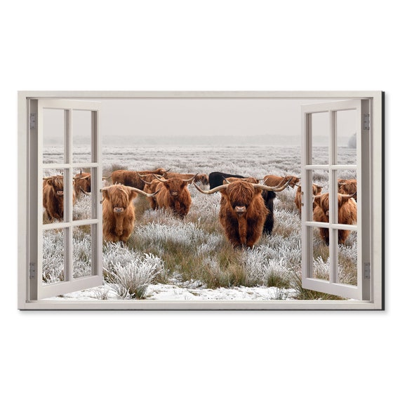 Herd of Scottish Highland Cows, Modern Art Print
