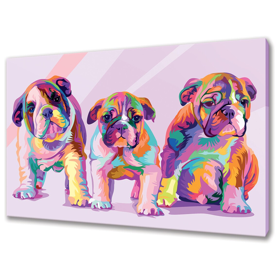 Colorful Bulldog Puppies Trio Pop Art Rainbow Dog Lover Poster