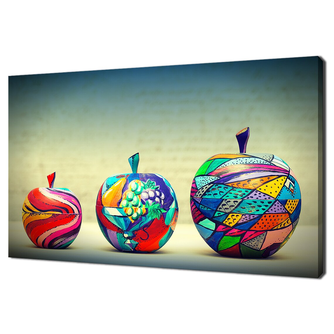 Colourful Painted Wooden Apples Kitchen Art Print