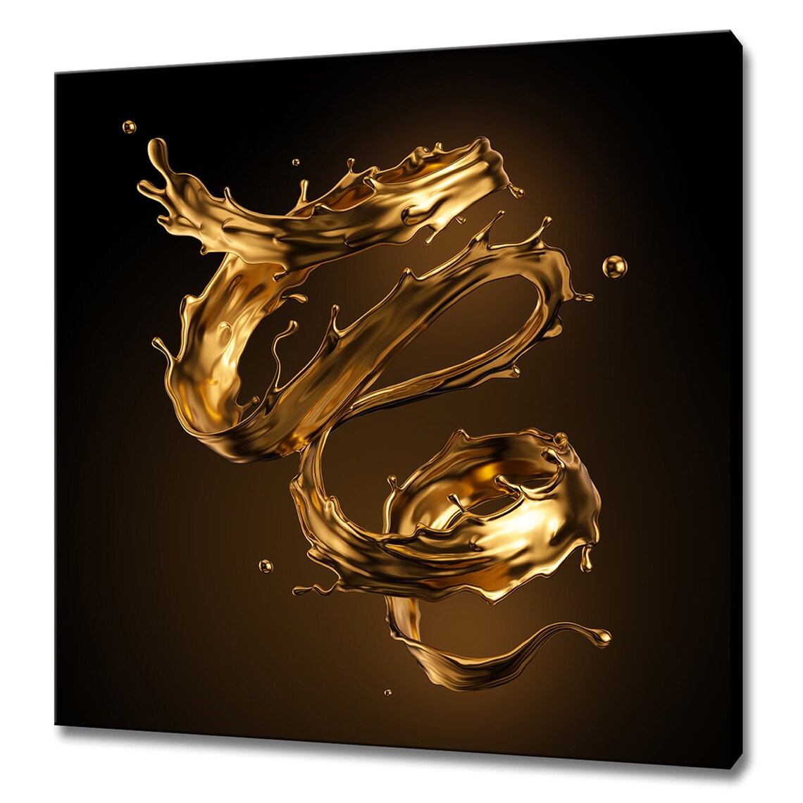 Liquid Spiral Gold Splash, Modern Abstract Art Print