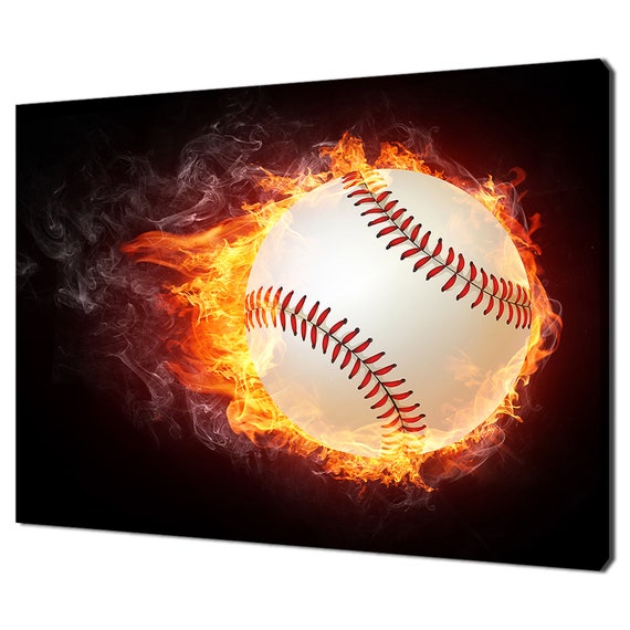 Baseball Burning On Fire Sport Modern Design Home Decor Print Wall Art Picture