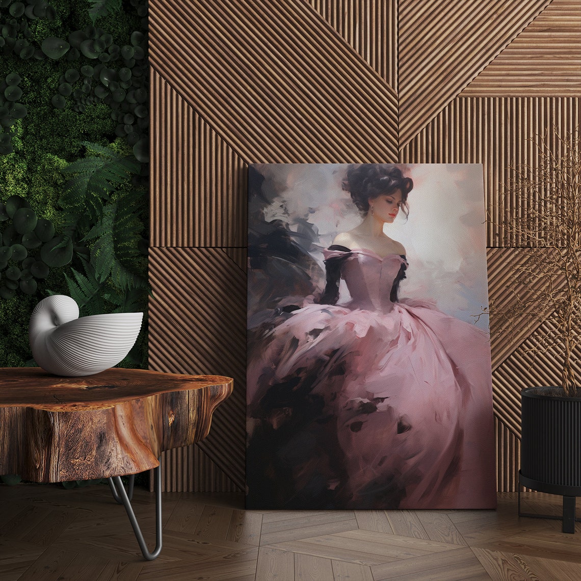 Elegant Lady in Pink Black Dramatic Victorian Gown Dark Beauty Poster - Image 4