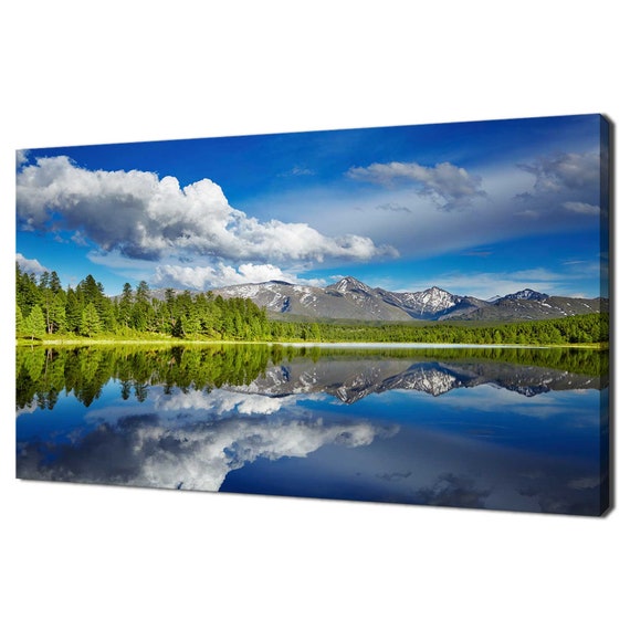 Stunning Mountains Blue Lake Landscape Modern Design Home Decor Print Wall Art Picture