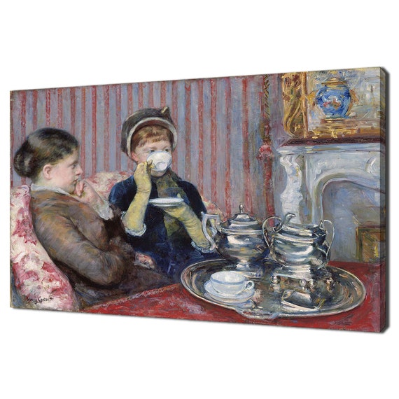 Five Oclock Tea 1880 Mary Cassatt Reproduction Women Drinking Tea Vintage Victorian Oil Painting Print 18th Century Antique Art
