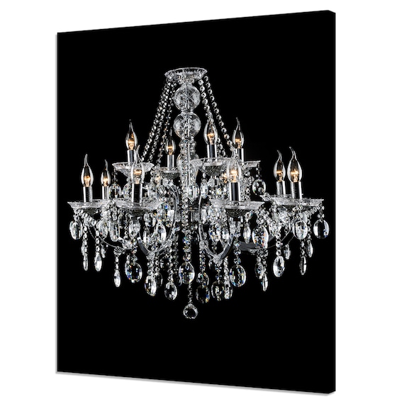 Contemporary Crystal Glass Chandelier Modern Design Print Home Decor Wall Art Wall Hanging Picture