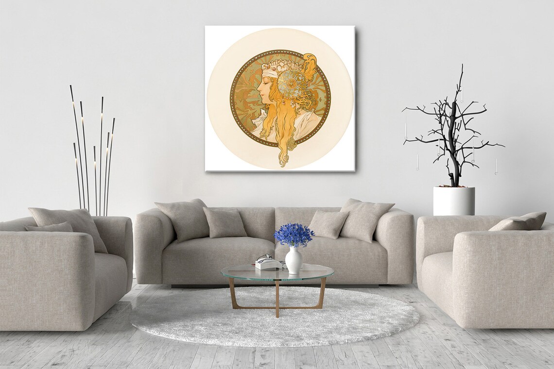 Alphonse Mucha Tete Byzantine Blonde 1897 Art Nouveau Profile Wall Art - Image 2