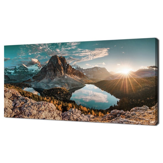Sunset Over Cerulean Green Lake Magog Canada Modern Design Home Decor Print Wall Art Picture