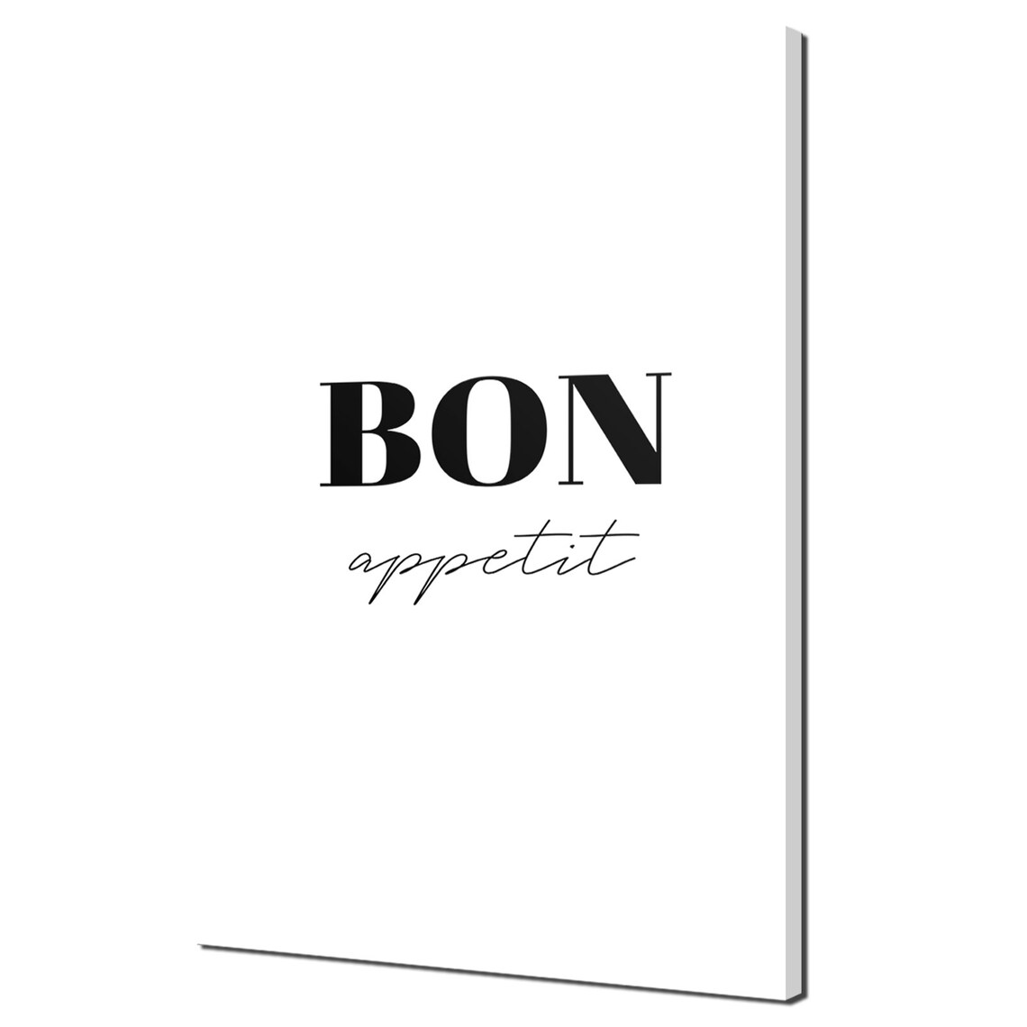 Bon Appetit Typography Kitchen Decor Black Script Modern Quote Wall Art