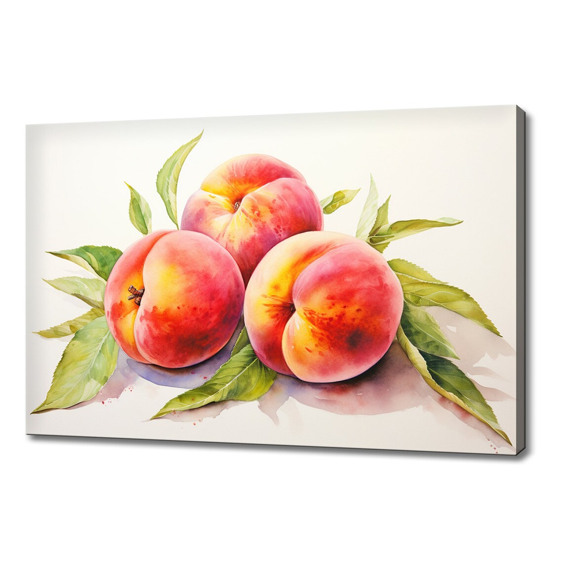 Peach Fruits Watercolour Print Colourful Kitchen Wall Art Peach Fruit Print Modern Kitchen Restaurant Wall Decor