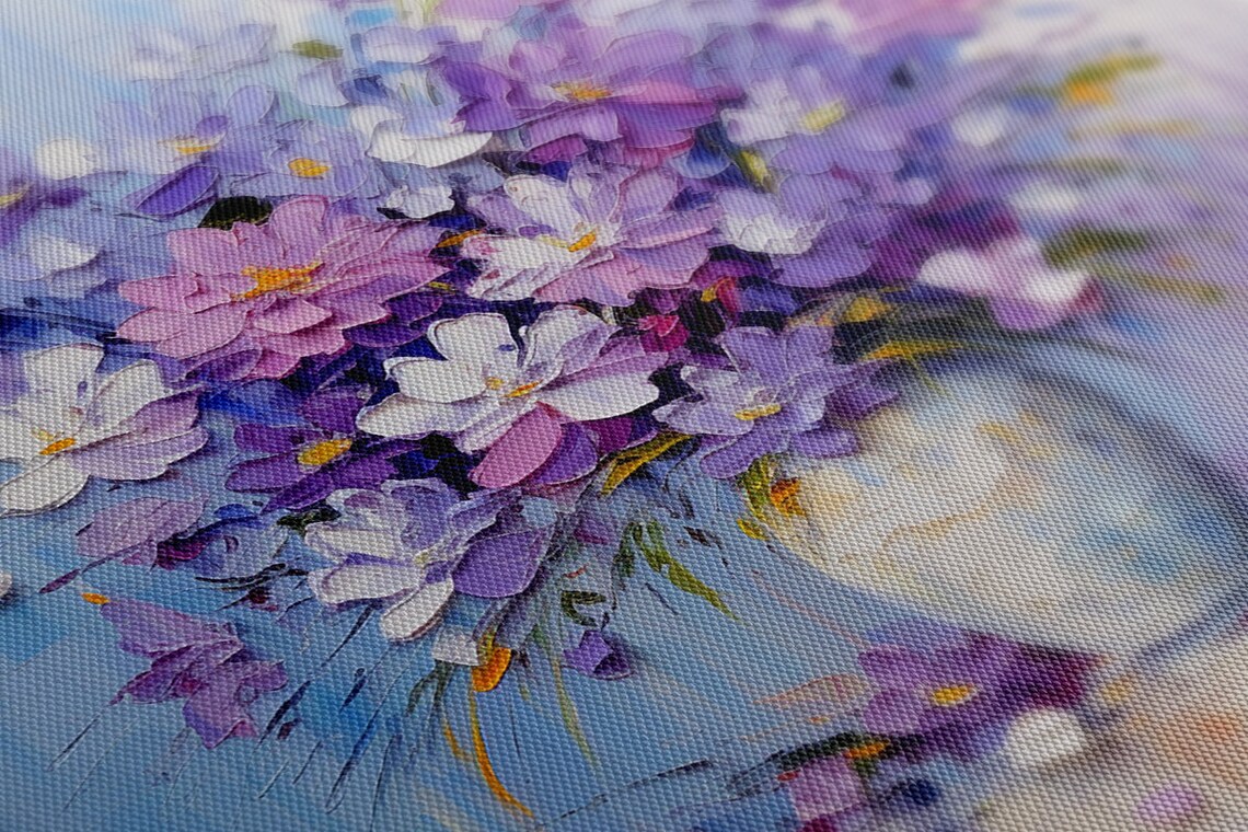 Purple Lilac Bouquet, Oil Painting Style Art Print - Image 3