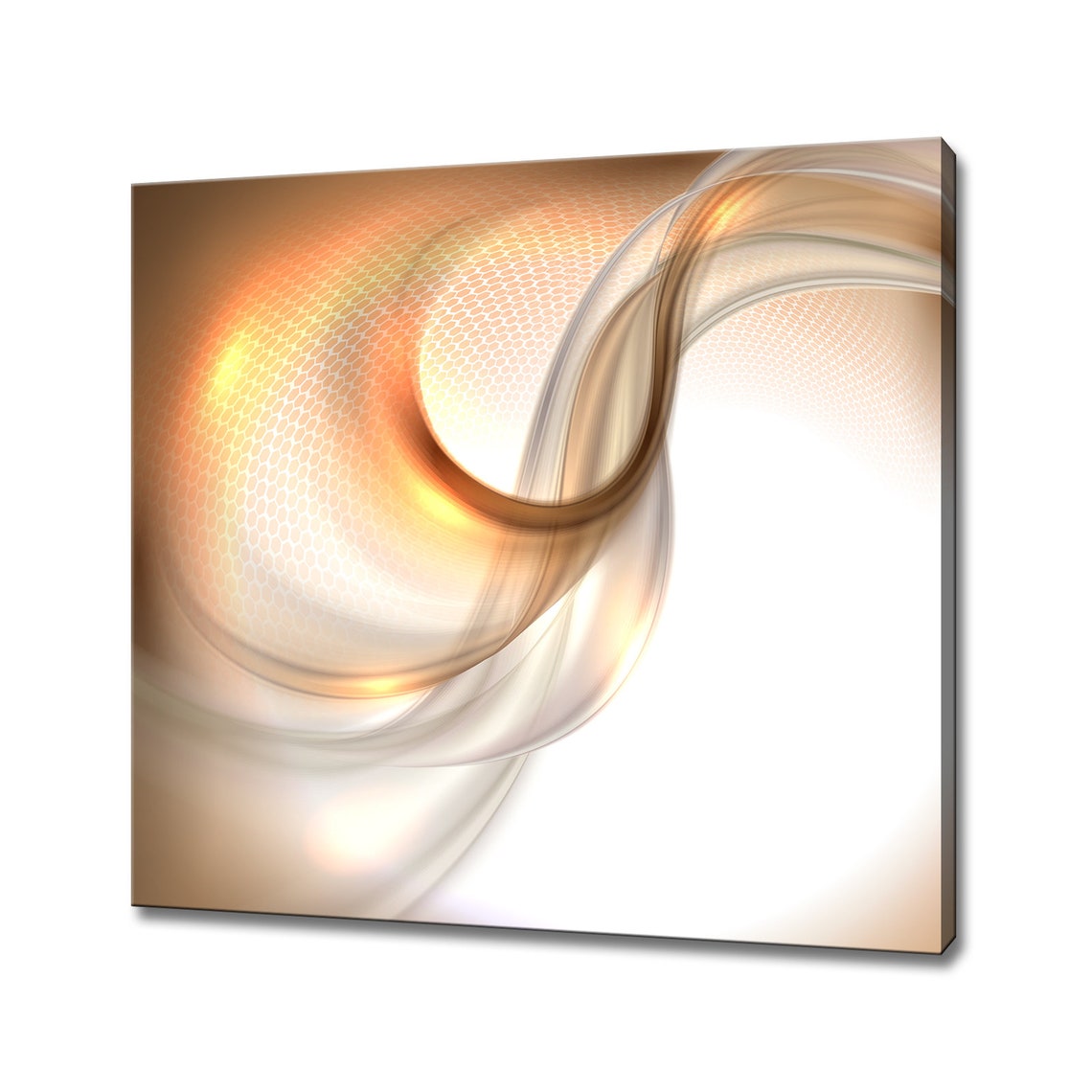 Abstract Gold Brown White Silk Waves Modern Minimalist Art Print